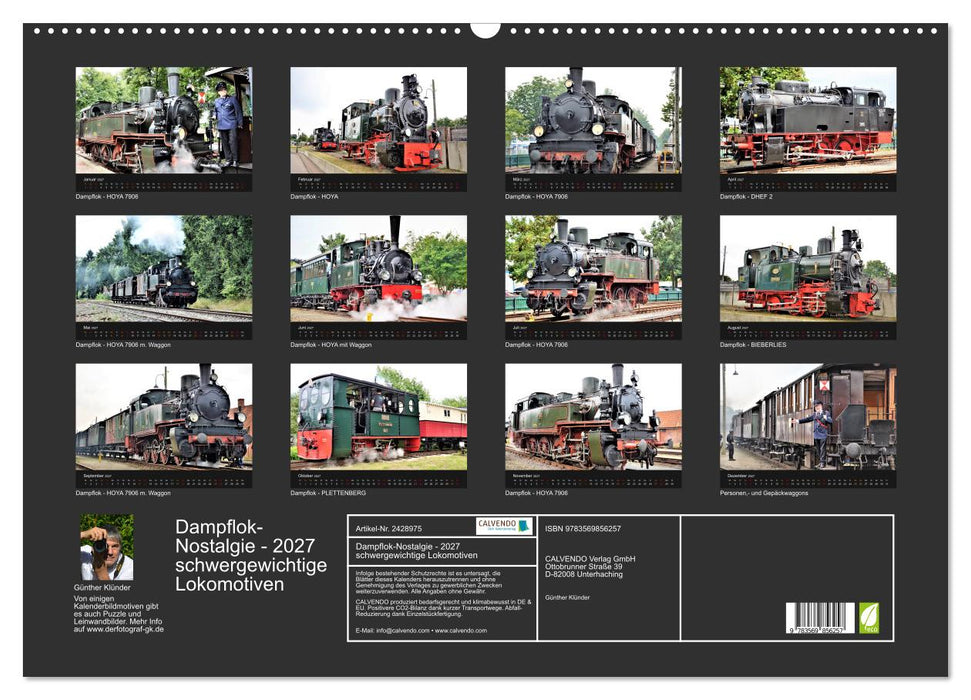 Dampflok-Nostalgie - 2027 schwergewichtige Lokomotiven (CALVENDO Wandkalender 2027)