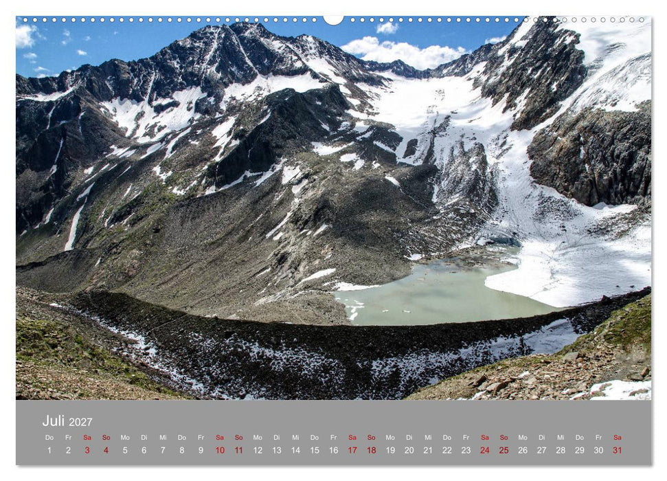 Das Stubaital in Tirol - Gipfelsturm und Gletscherseen (CALVENDO Premium Wandkalender 2027)