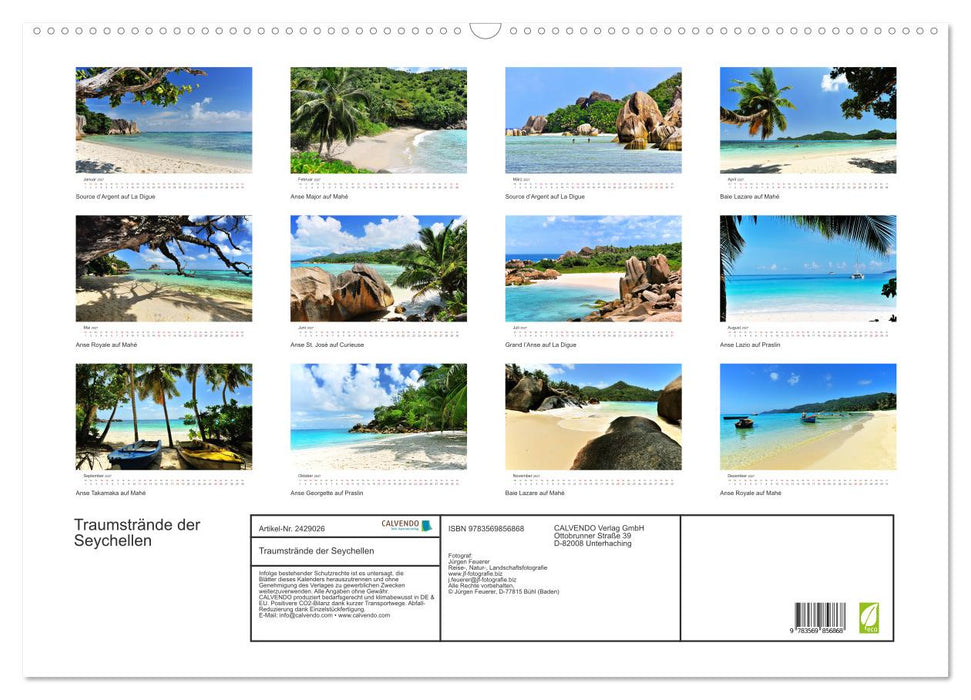 Traumstrände der Seychellen (CALVENDO Wandkalender 2027)