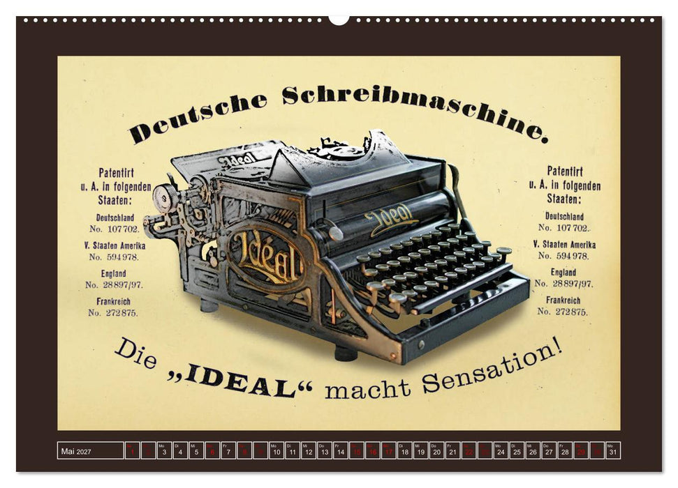 Schreibmaschinen um 1900 (CALVENDO Premium Wandkalender 2027)