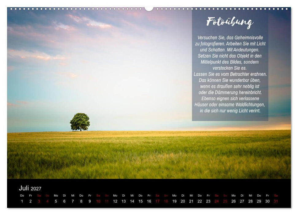 Die Schönheit der Natur - Naturfotografie-Kalender mit Foto- und Kreativübungen (CALVENDO Premium Wandkalender 2027)