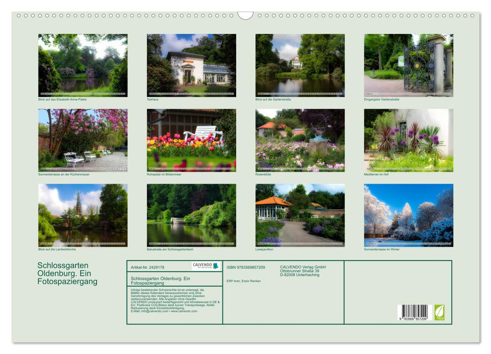 Schlossgarten Oldenburg. Ein Fotospaziergang (CALVENDO Wandkalender 2027)