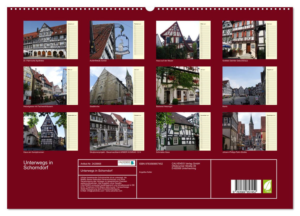 Unterwegs in Schorndorf (CALVENDO Premium Wandkalender 2027)