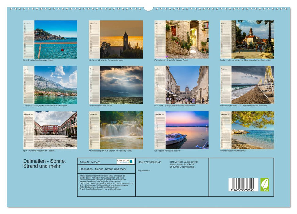 Dalmatien - Sonne, Strand und mehr (CALVENDO Premium Wandkalender 2027)