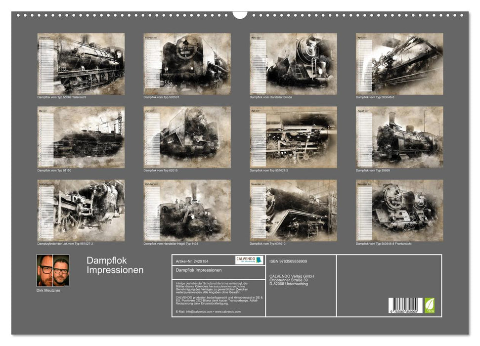 Dampflok Impressionen (CALVENDO Wandkalender 2027)