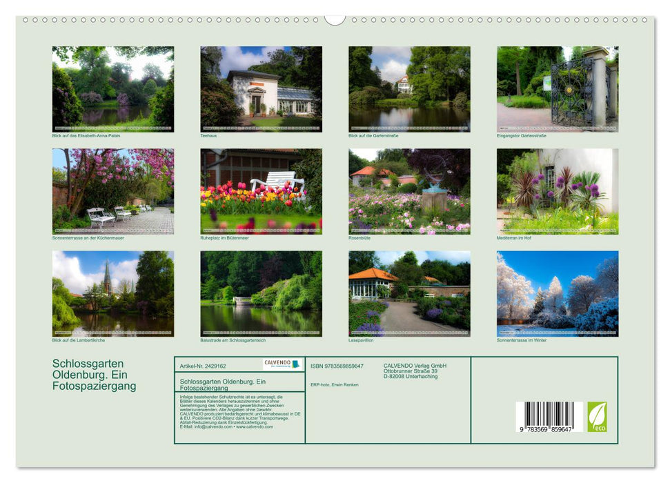 Schlossgarten Oldenburg. Ein Fotospaziergang (CALVENDO Premium Wandkalender 2027)