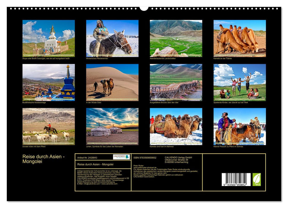 Reise durch Asien - Mongolei (CALVENDO Premium Wandkalender 2027)