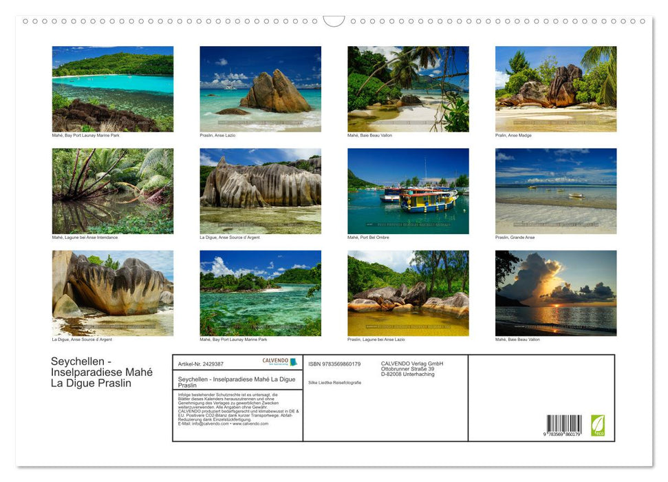 Seychellen - Inselparadiese Mahé La Digue Praslin (CALVENDO Wandkalender 2027)
