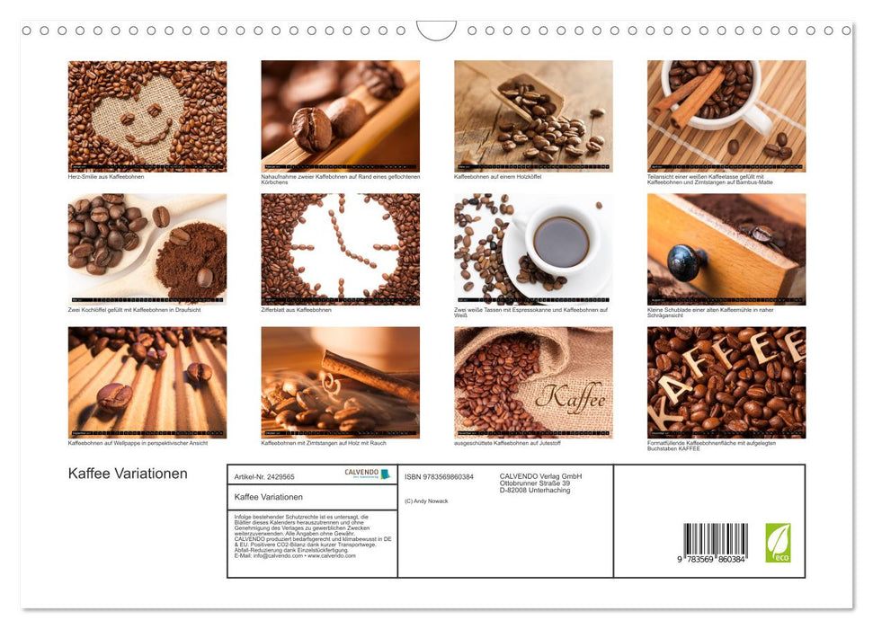 Kaffee Variationen (CALVENDO Wandkalender 2027)