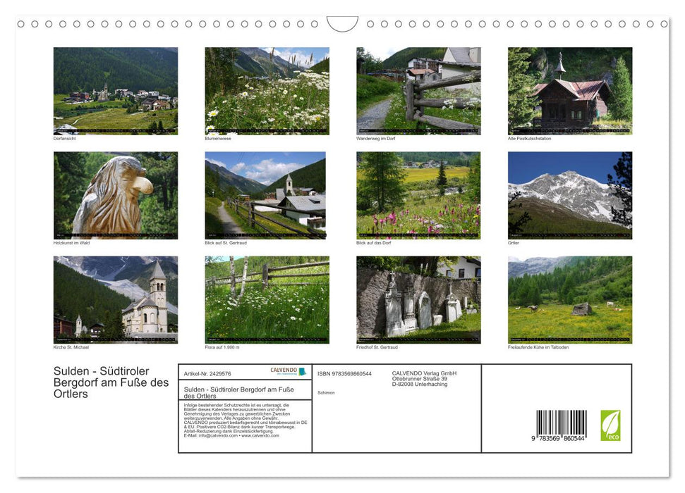 Sulden - Südtiroler Bergdorf am Fuße des Ortlers (CALVENDO Wandkalender 2027)