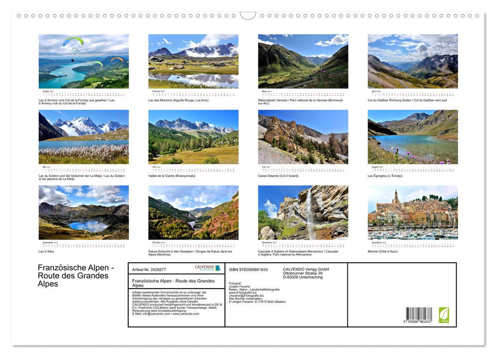 Französische Alpen - Route des Grandes Alpes (CALVENDO Wandkalender 2027)