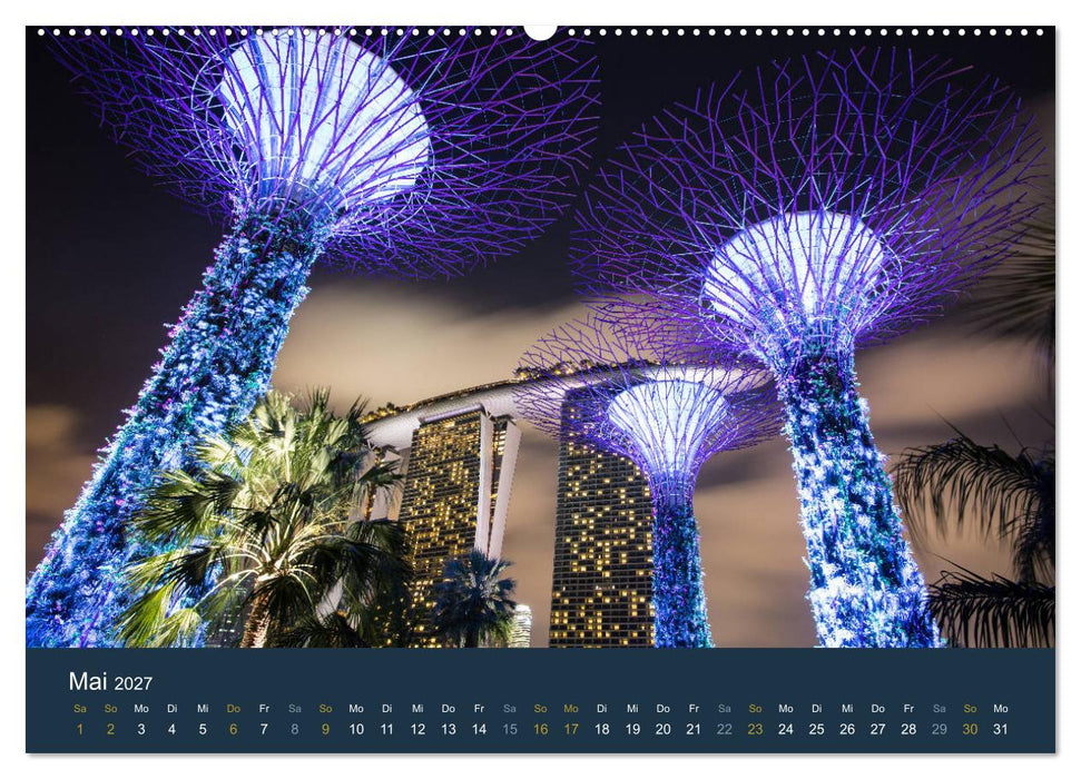 Singapur bei Nacht und Tag (CALVENDO Wandkalender 2027)