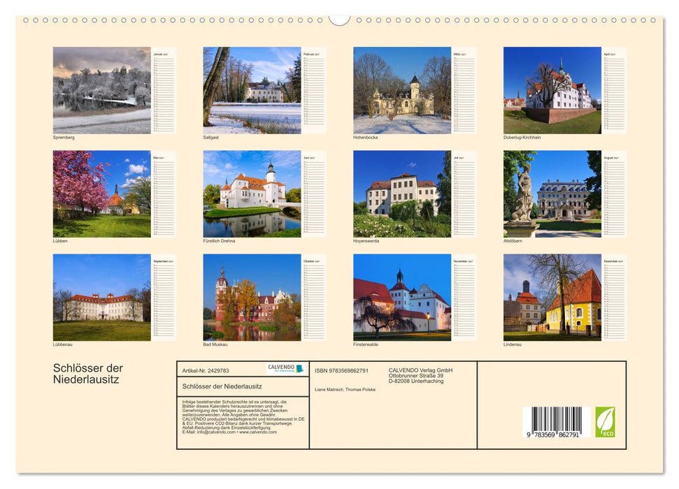 Schlösser der Niederlausitz (CALVENDO Premium Wandkalender 2027)