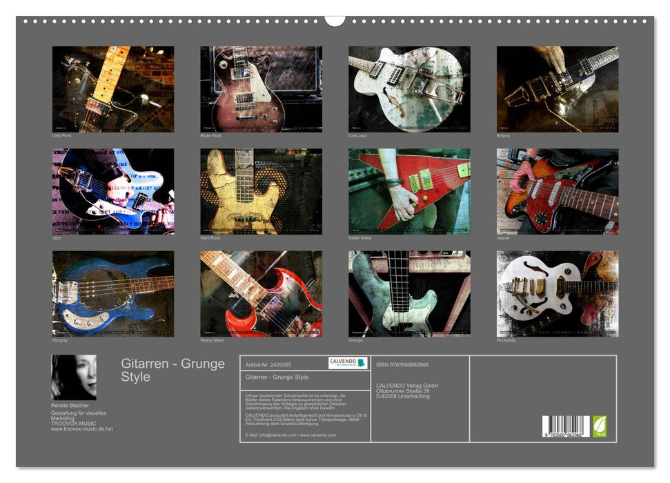Gitarren - Grunge Style (CALVENDO Wandkalender 2027)