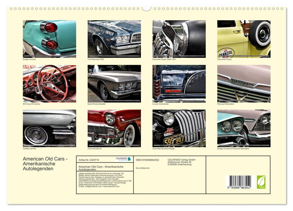 American Old Cars - Amerikanische Autolegenden (CALVENDO Premium Wandkalender 2027)