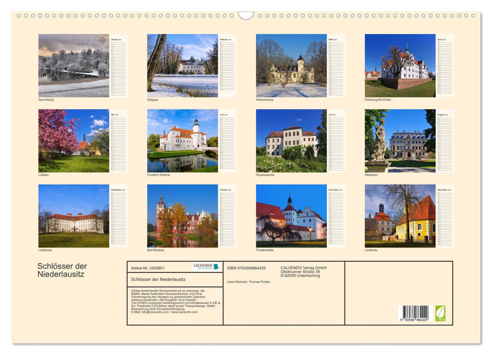 Schlösser der Niederlausitz (CALVENDO Wandkalender 2027)