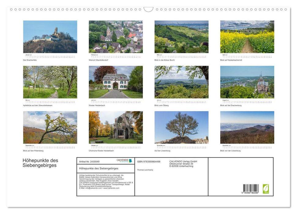 Höhepunkte des Siebengebirges (CALVENDO Wandkalender 2027)