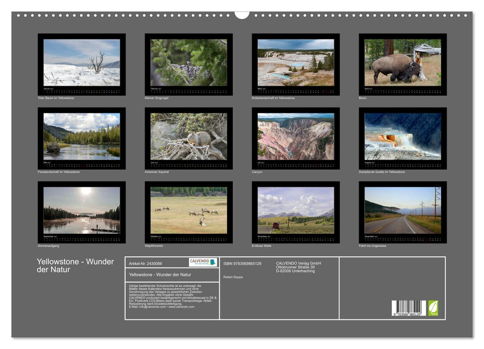 Yellowstone - Wunder der Natur (CALVENDO Wandkalender 2027)