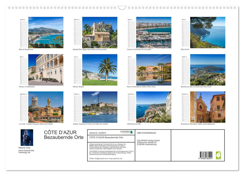 CÔTE D’AZUR Bezaubernde Orte (CALVENDO Wandkalender 2027)