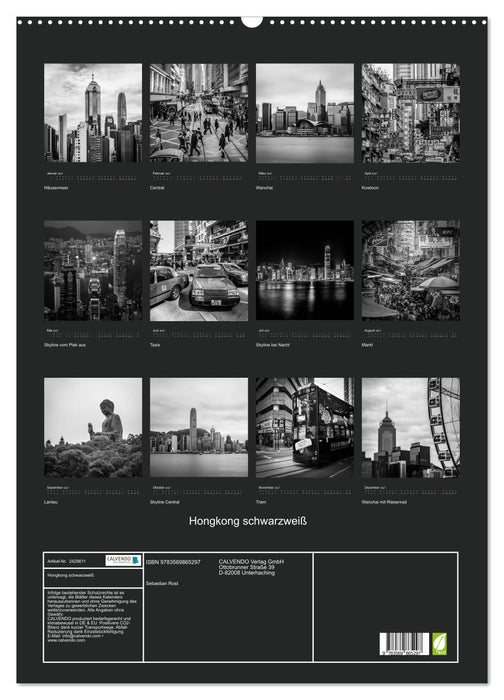 Hongkong schwarzweiß (CALVENDO Wandkalender 2027)