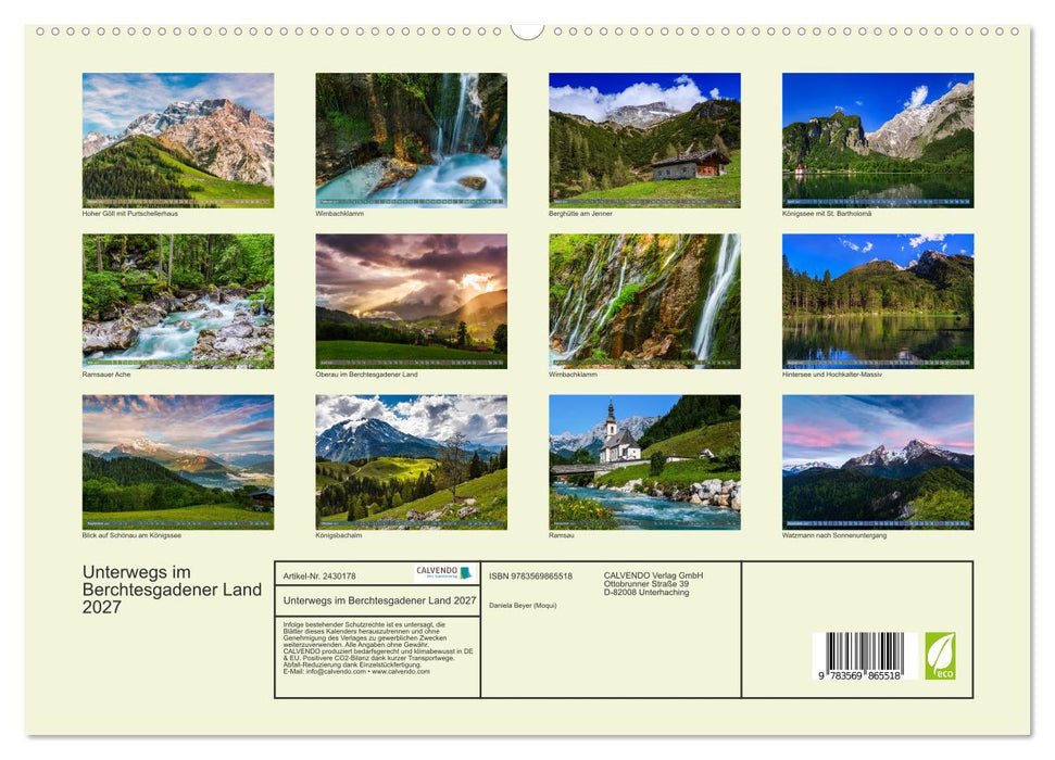 Unterwegs im Berchtesgadener Land 2027 (CALVENDO Premium Wandkalender 2027)