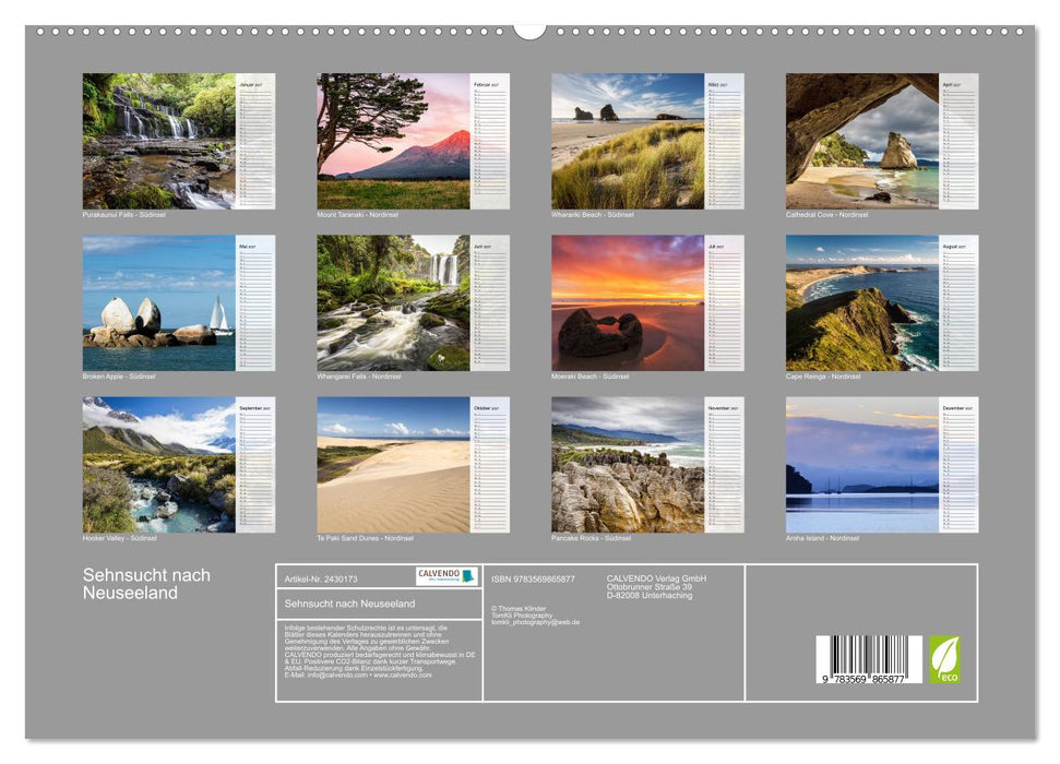 Sehnsucht nach Neuseeland (CALVENDO Premium Wandkalender 2027)