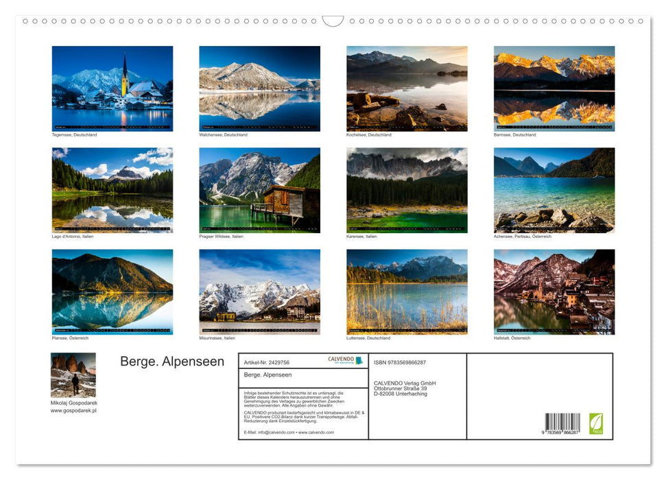 Berge. Alpenseen (CALVENDO Wandkalender 2027)