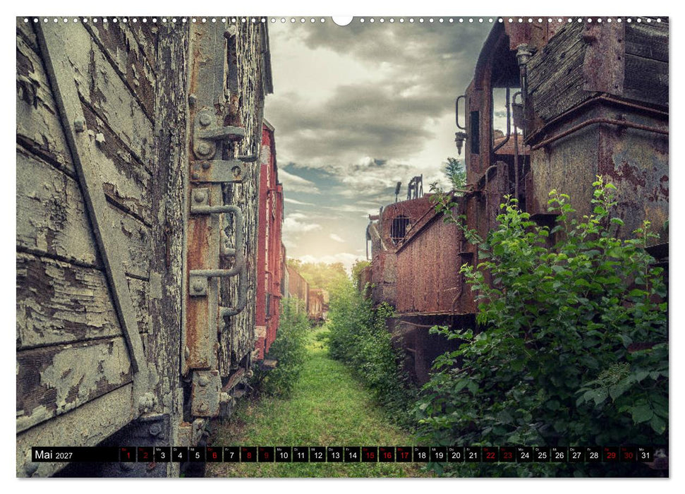 Lokomotiven und Wagen - Verfallen und vergessen auf dem Abstellgleis (CALVENDO Wandkalender 2027)