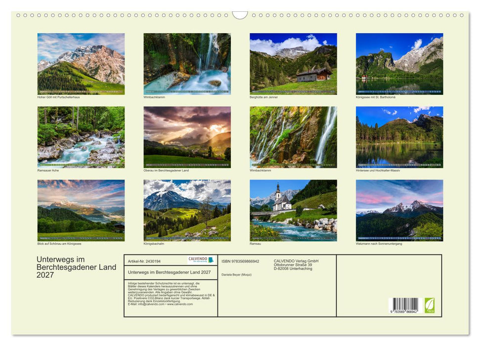 Unterwegs im Berchtesgadener Land 2027 (CALVENDO Wandkalender 2027)