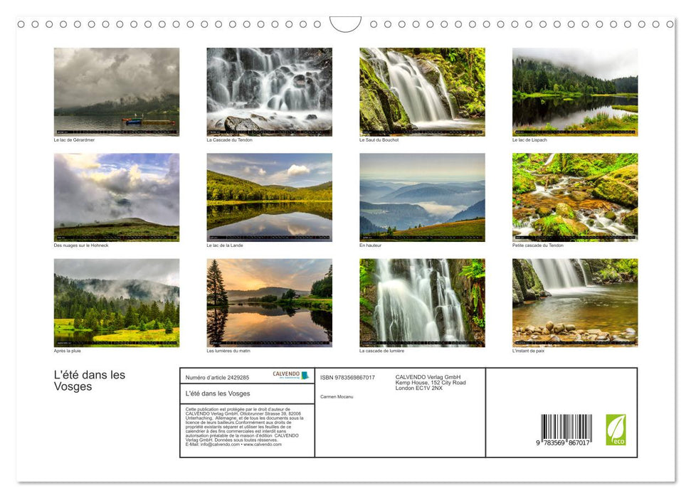 L'été dans les Vosges (CALVENDO Calendrier mensuel 2027)