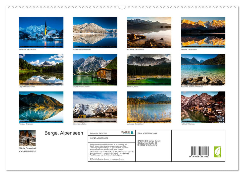 Berge. Alpenseen (CALVENDO Premium Wandkalender 2027)