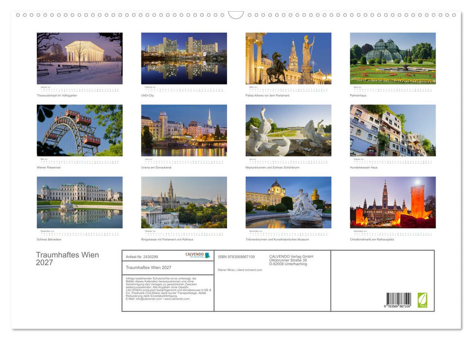 Traumhaftes Wien 2027 (CALVENDO Wandkalender 2027)