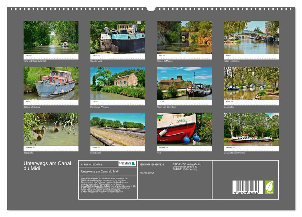 Unterwegs am Canal du Midi (CALVENDO Premium Wandkalender 2027)
