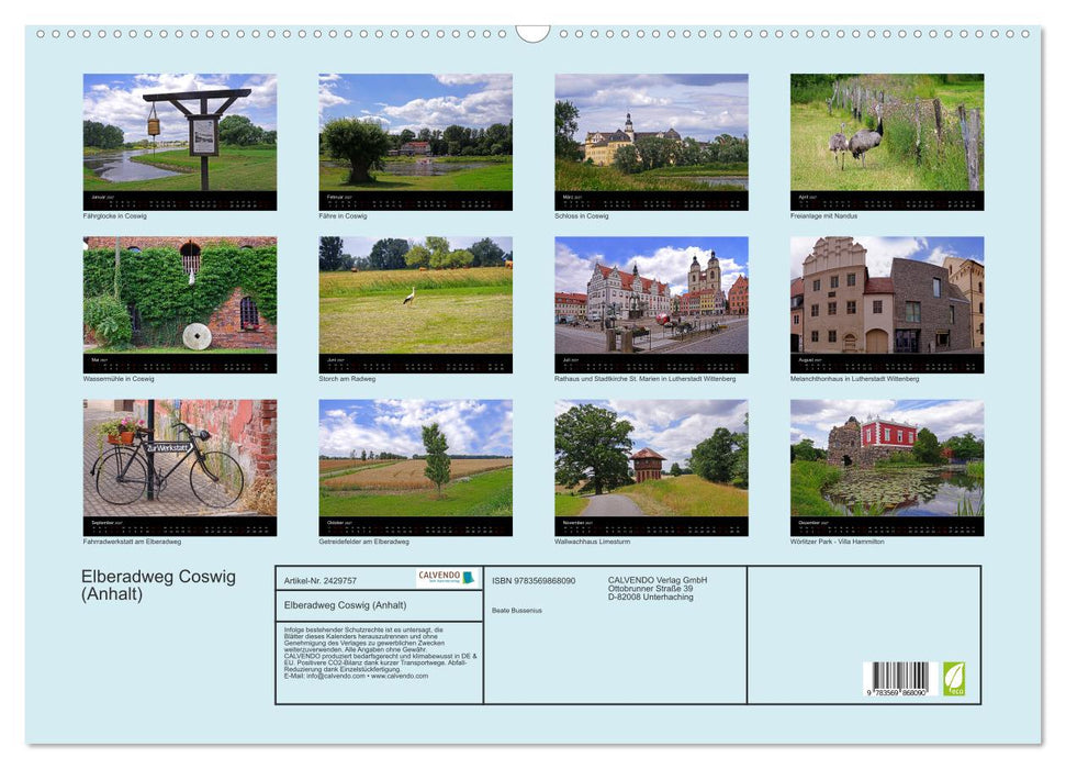 Elberadweg Coswig (Anhalt) (CALVENDO Wandkalender 2027)