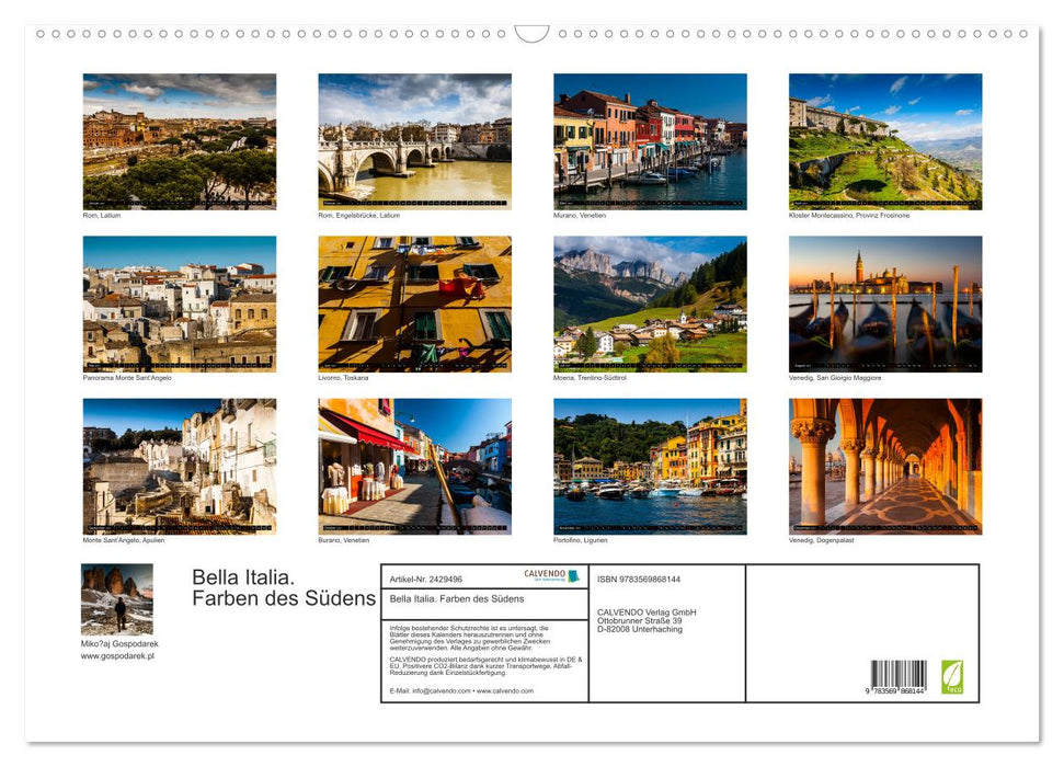 Bella Italia. Farben des Südens (CALVENDO Wandkalender 2027)