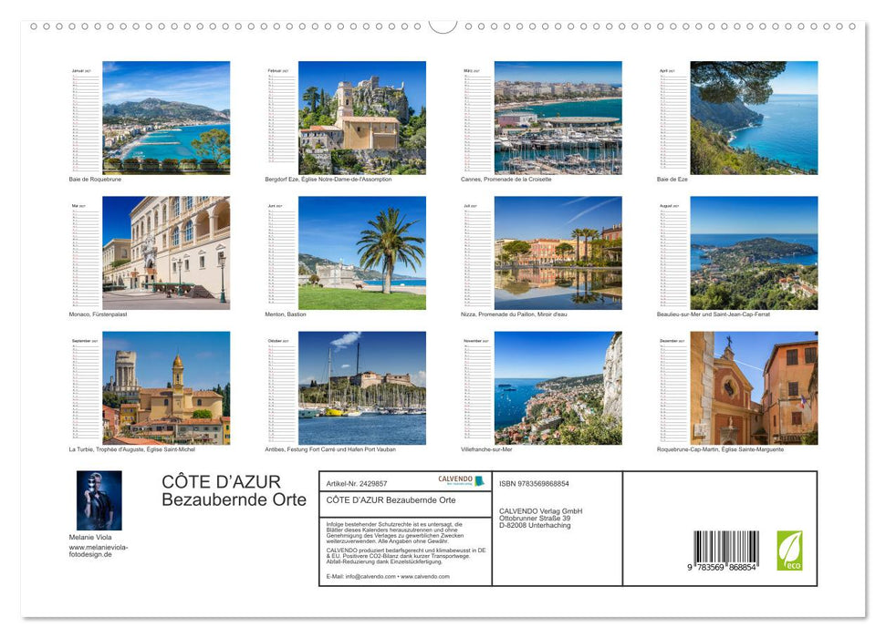 CÔTE D’AZUR Bezaubernde Orte (CALVENDO Premium Wandkalender 2027)