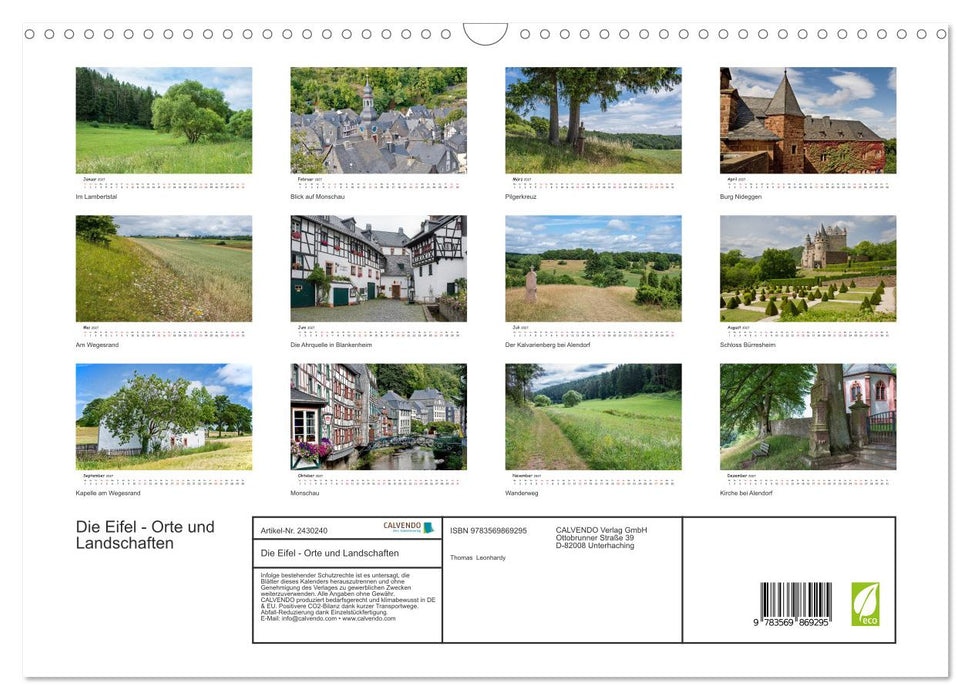 Die Eifel - Orte und Landschaften (CALVENDO Wandkalender 2027)