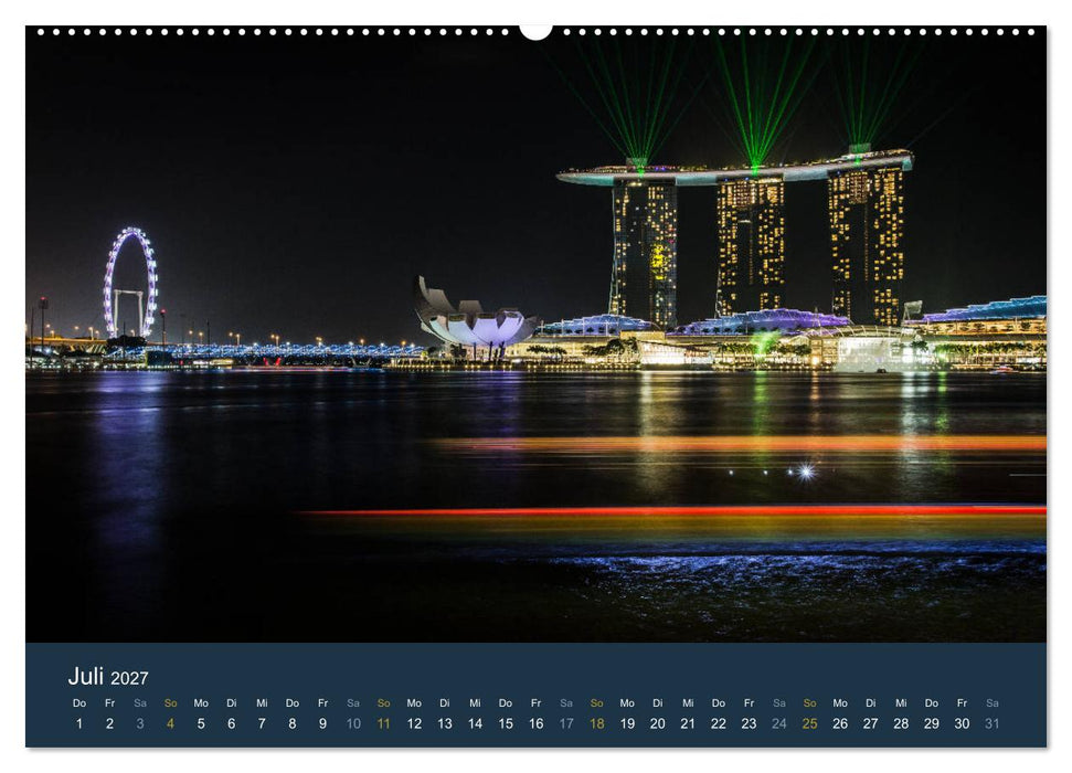 Singapur bei Nacht und Tag (CALVENDO Premium Wandkalender 2027)