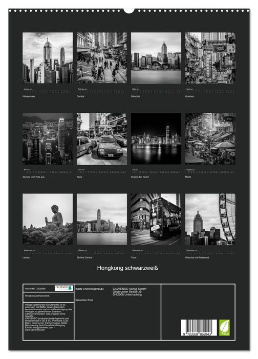 Hongkong schwarzweiß (CALVENDO Premium Wandkalender 2027)
