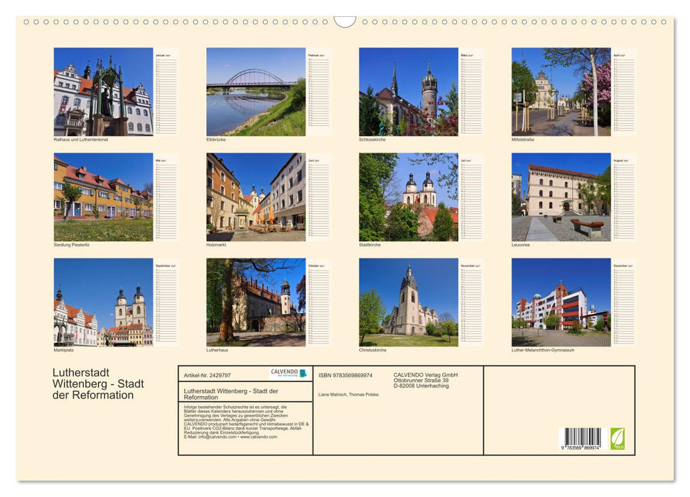 Lutherstadt Wittenberg - Stadt der Reformation (CALVENDO Wandkalender 2027)