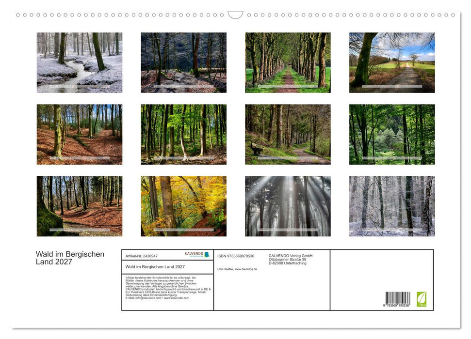 Wald im Bergischen Land 2027 (CALVENDO Wandkalender 2027)