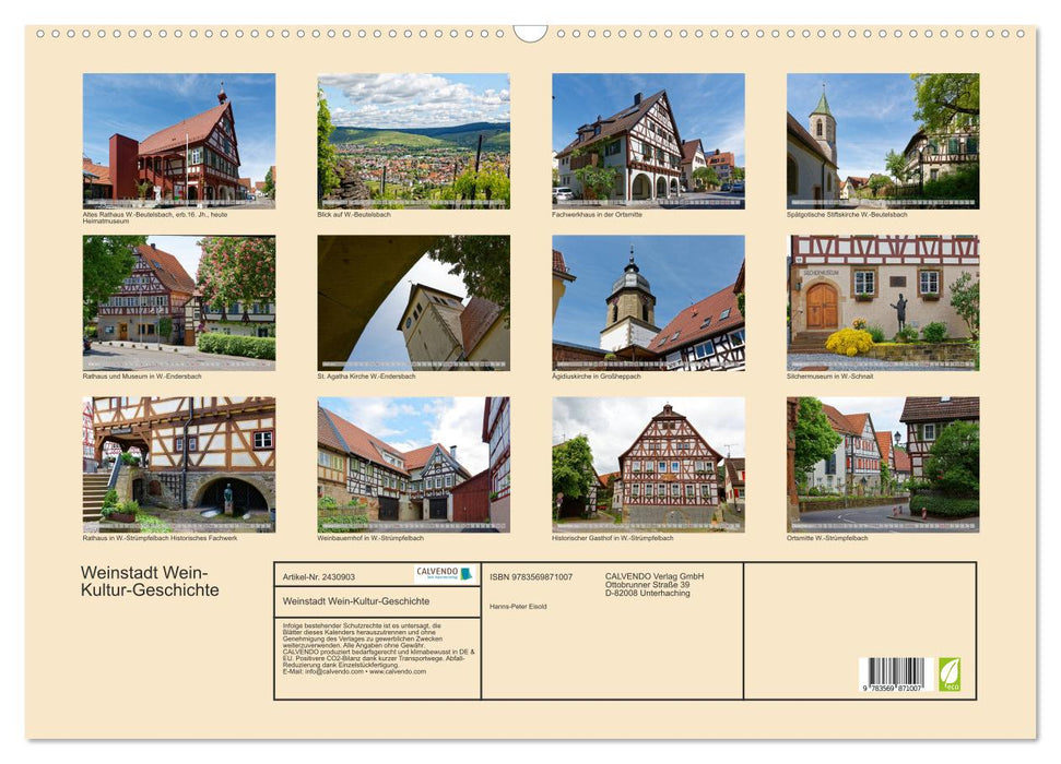 Weinstadt Wein-Kultur-Geschichte (CALVENDO Wandkalender 2027)