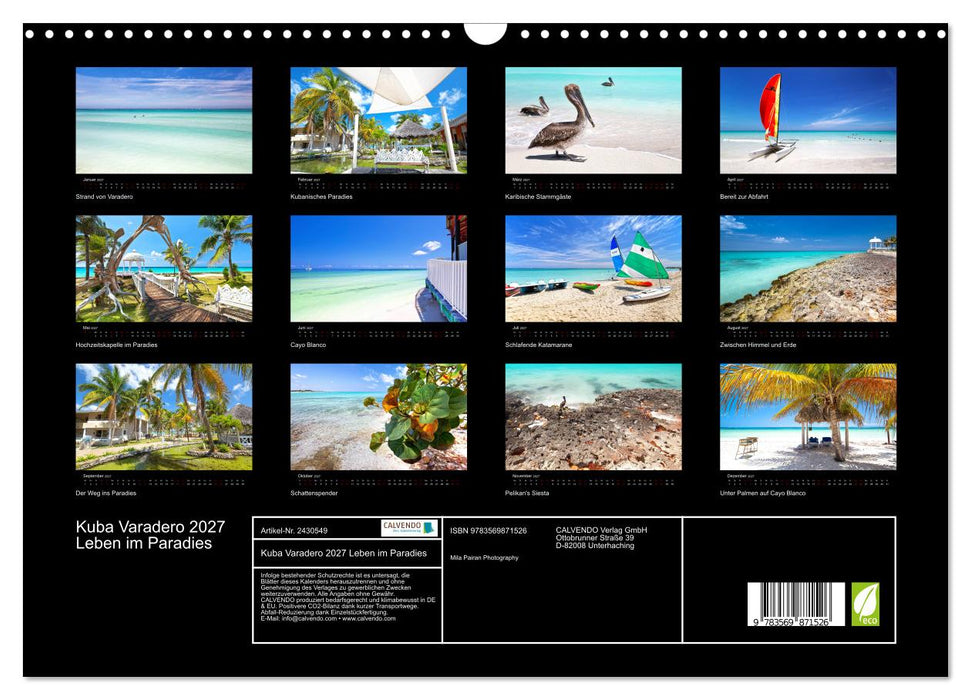 Kuba Varadero 2027 Leben im Paradies (CALVENDO Wandkalender 2027)
