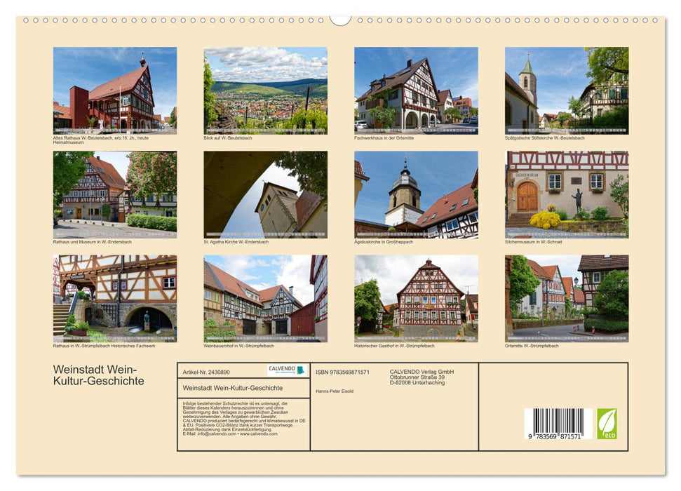 Weinstadt Wein-Kultur-Geschichte (CALVENDO Premium Wandkalender 2027)