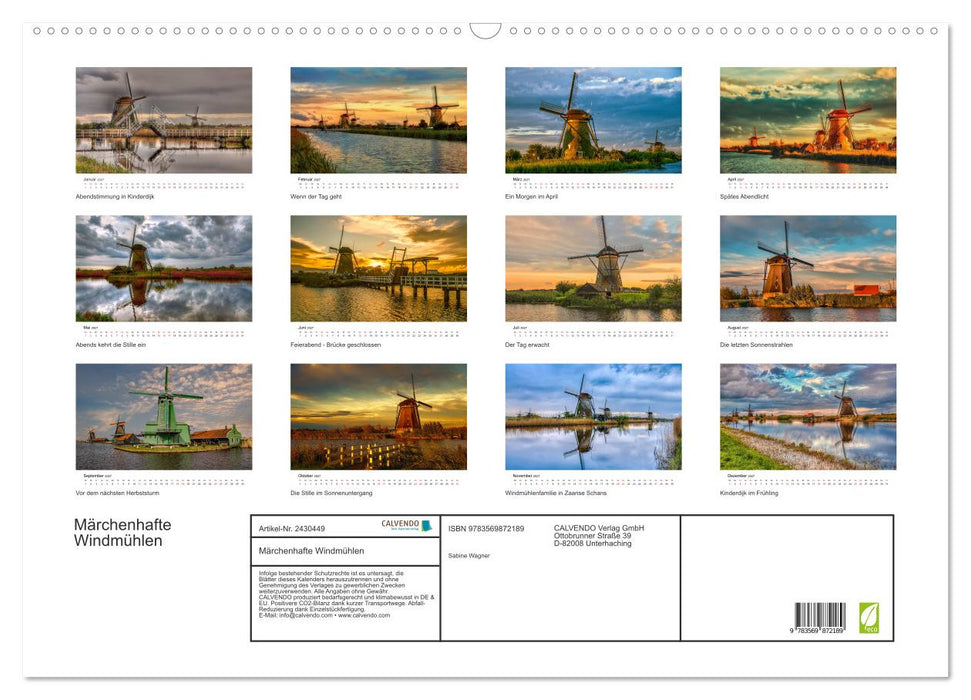Märchenhafte Windmühlen (CALVENDO Wandkalender 2027)