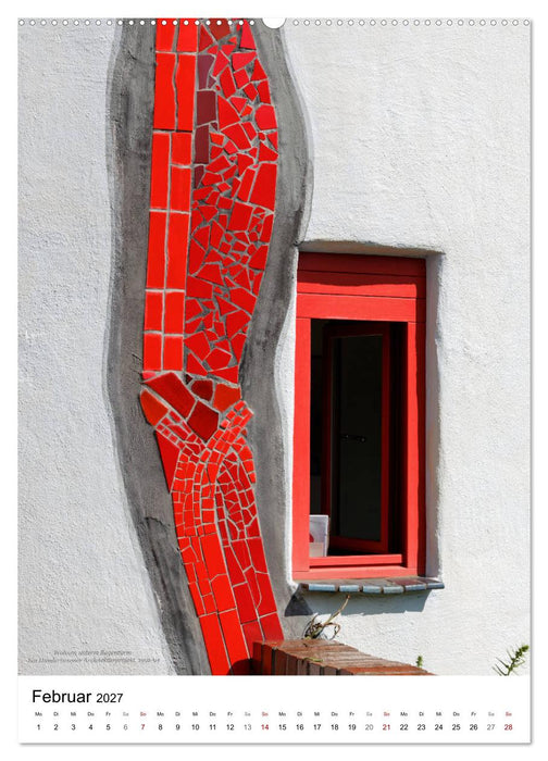 Wohnen unterm Regenturm - Ein Hundertwasser Architekturprojekt, 1991-94 (CALVENDO Wandkalender 2027)