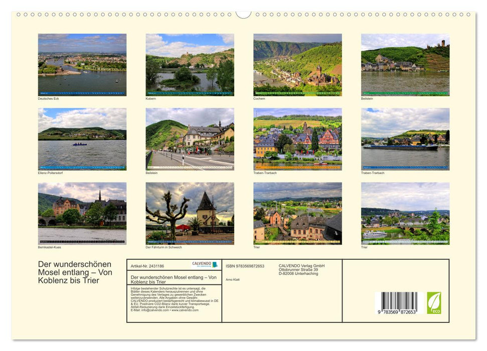 Der wunderschönen Mosel entlang – Von Koblenz bis Trier (CALVENDO Premium Wandkalender 2027)