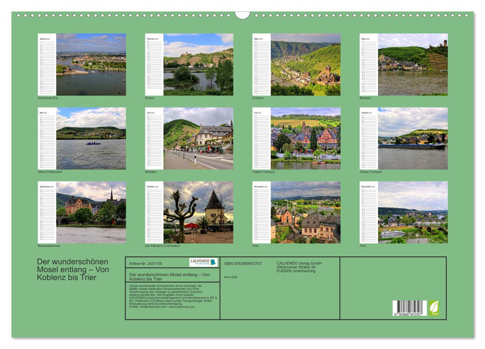 Der wunderschönen Mosel entlang – Von Koblenz bis Trier (CALVENDO Wandkalender 2027)