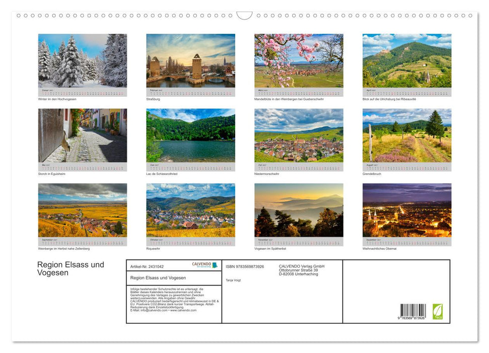 Region Elsass und Vogesen (CALVENDO Wandkalender 2027)