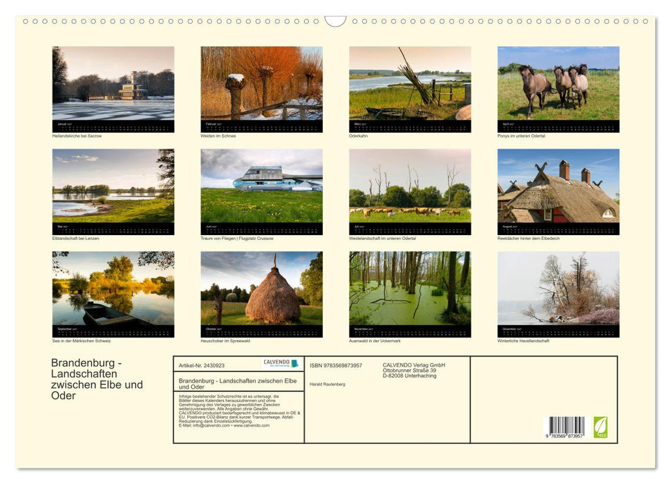 Brandenburg - Landschaften zwischen Elbe und Oder (CALVENDO Wandkalender 2027)